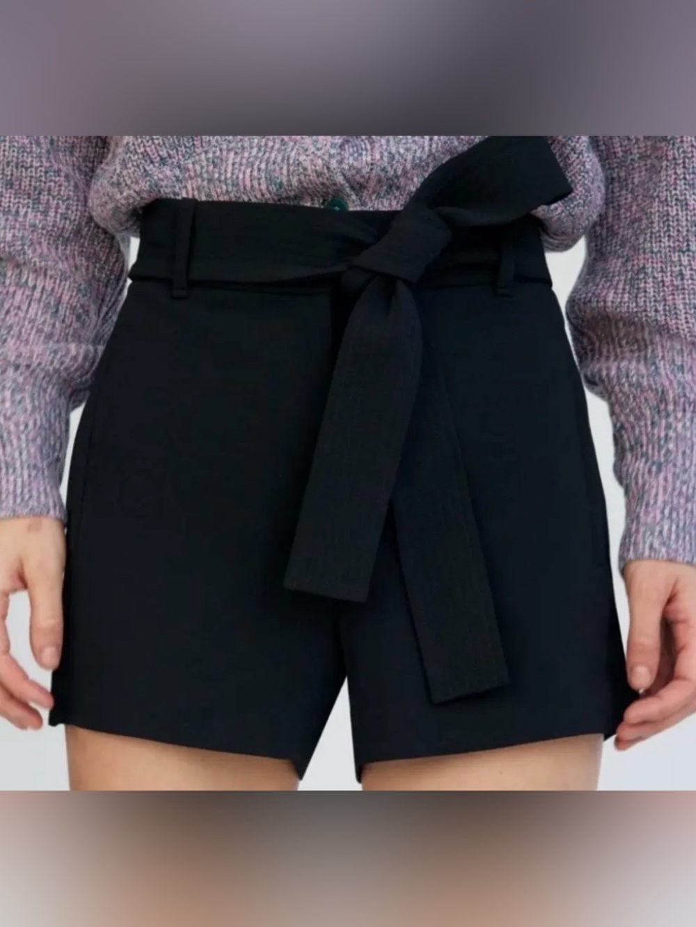 Aritzia Wilfred Tie-front Crepe Black Shorts Size 8